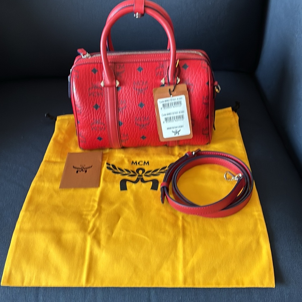New with Tags MCM Aren Visetos Monogram Crossbody Top Handle Bag - Picture 5 of 7
